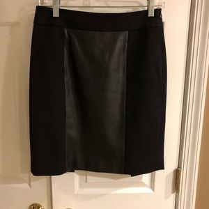 Black Pencil Skirt with faux leather detail